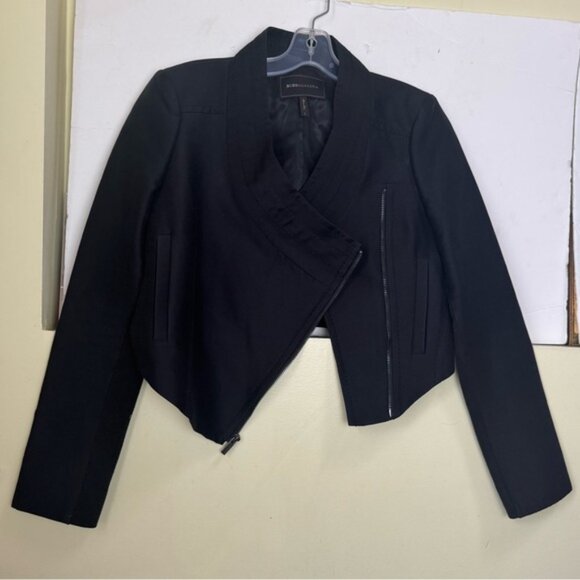 BCBG MAXAZRIA NEW Silk Cotton Bolero Crop Side Zip Jacket Blazer Preppy Pocket S - Picture 3 of 16
